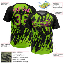 Laden Sie das Bild in den Galerie-Viewer, Custom Black Neon Green-Pink Splatter Torn Sharp Brush Stroke Two-Button Unisex Softball Jersey