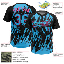 Charger l'image dans la galerie, Custom Black Sky Blue-Pink Splatter Torn Sharp Brush Stroke Two-Button Unisex Softball Jersey