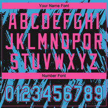 Charger l'image dans la galerie, Custom Black Sky Blue-Pink Splatter Torn Sharp Brush Stroke Two-Button Unisex Softball Jersey