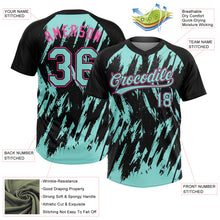 Charger l'image dans la galerie, Custom Black Ice Blue-Pink Splatter Torn Sharp Brush Stroke Two-Button Unisex Softball Jersey