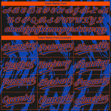 Charger l'image dans la galerie, Custom Black Thunder Blue-Orange Splatter Torn Sharp Brush Stroke Two-Button Unisex Softball Jersey