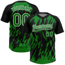 Charger l'image dans la galerie, Custom Black Grass Green-White Splatter Torn Sharp Brush Stroke Two-Button Unisex Softball Jersey