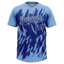 Charger l'image dans la galerie, Custom Light Blue Royal-White Splatter Torn Sharp Brush Stroke Two-Button Unisex Softball Jersey