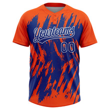 Charger l'image dans la galerie, Custom Orange Royal-White Splatter Torn Sharp Brush Stroke Two-Button Unisex Softball Jersey