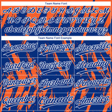 Charger l'image dans la galerie, Custom Orange Royal-White Splatter Torn Sharp Brush Stroke Two-Button Unisex Softball Jersey