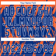 Charger l'image dans la galerie, Custom Orange Royal-White Splatter Torn Sharp Brush Stroke Two-Button Unisex Softball Jersey