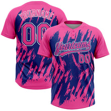 Charger l'image dans la galerie, Custom Pink Royal-White Splatter Torn Sharp Brush Stroke Two-Button Unisex Softball Jersey
