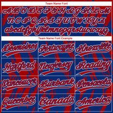 Load image into Gallery viewer, Custom Red Royal-White Splatter Torn Sharp Brush Stroke Two-Button Unisex Softball Jersey