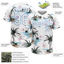 Charger l'image dans la galerie, Custom White Light Blue Tropical Hawaii Palm Trees And Flamingo Two-Button Unisex Softball Jersey