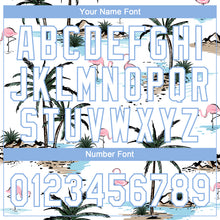Charger l'image dans la galerie, Custom White Light Blue Tropical Hawaii Palm Trees And Flamingo Two-Button Unisex Softball Jersey