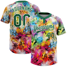 Загрузить изображение в средство просмотра галереи, Custom Graffiti Pattern Kelly Green-White Vibrant Multi-Color Street Style Two-Button Unisex Softball Jersey