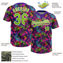 Laden Sie das Bild in den Galerie-Viewer, Custom Graffiti Pattern Neon Green-White Vibrant Multi-Color Street Style Two-Button Unisex Softball Jersey