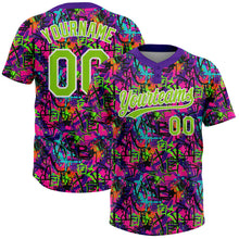 Laden Sie das Bild in den Galerie-Viewer, Custom Graffiti Pattern Neon Green-White Vibrant Multi-Color Street Style Two-Button Unisex Softball Jersey