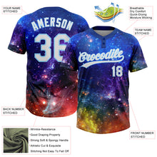 Charger l'image dans la galerie, Custom Graffiti Pattern White-Light Blue Galaxy Star Two-Button Unisex Softball Jersey