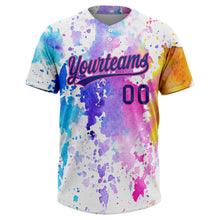 Charger l'image dans la galerie, Custom White Royal-Pink Watercolor Spalsh Two-Button Unisex Softball Jersey