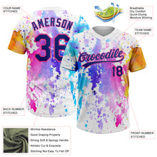 Charger l'image dans la galerie, Custom White Royal-Pink Watercolor Spalsh Two-Button Unisex Softball Jersey