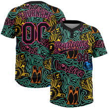 Charger l'image dans la galerie, Custom Black Pink Bowling 3D Pattern Design Two-Button Unisex Softball Jersey