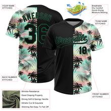 Charger l'image dans la galerie, Custom Black Kelly Green Tropical Palm Leaves Two-Button Unisex Softball Jersey