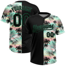 Charger l'image dans la galerie, Custom Black Kelly Green Tropical Palm Leaves Two-Button Unisex Softball Jersey