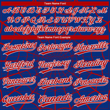 Load image into Gallery viewer, Custom Royal Red-White Spider Web 3D Pattern Design Two-Button Unisex Softball Jersey
