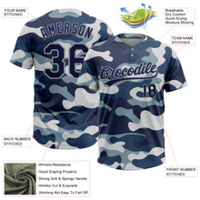 Load image into Gallery viewer, Custom Camo Navy-Gray Salute To Service Two-Button Unisex Softball Jersey