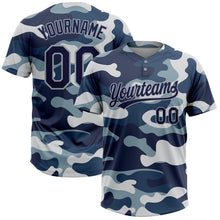Load image into Gallery viewer, Custom Camo Navy-Gray Salute To Service Two-Button Unisex Softball Jersey