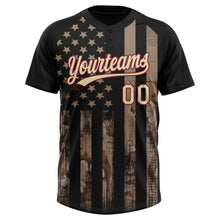 Charger l'image dans la galerie, Custom Camo Cream Black-Crimson American Flag Salute To Service Two-Button Unisex Softball Jersey