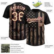 Charger l'image dans la galerie, Custom Camo Cream Black-Crimson American Flag Salute To Service Two-Button Unisex Softball Jersey