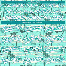 Laden Sie das Bild in den Galerie-Viewer, Custom Teal White Hawaii Palm Trees And Dolphin Two-Button Unisex Softball Jersey