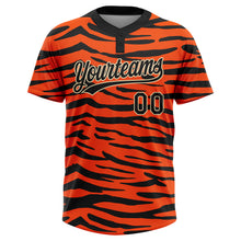 Charger l'image dans la galerie, Custom Orange Black-Cream Tiger Print 3D Pattern Design Two-Button Unisex Softball Jersey