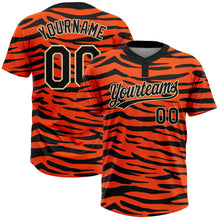Charger l'image dans la galerie, Custom Orange Black-Cream Tiger Print 3D Pattern Design Two-Button Unisex Softball Jersey