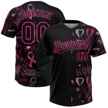 Charger l'image dans la galerie, Custom Black Pink Pink Ribbon Breast Cancer Awareness Month Women Health Care Support Two-Button Unisex Softball Jersey