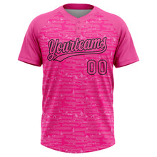 Загрузить изображение в средство просмотра галереи, Custom Pink-Black Raglan Sleeves Distressed Fragment Brush Stroke Two-Button Unisex Softball Jersey