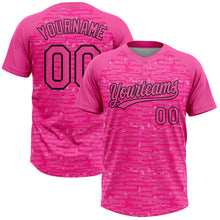 Загрузить изображение в средство просмотра галереи, Custom Pink-Black Raglan Sleeves Distressed Fragment Brush Stroke Two-Button Unisex Softball Jersey