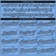 Charger l'image dans la galerie, Custom Light Blue-Black Raglan Sleeves Distressed Fragment Brush Stroke Two-Button Unisex Softball Jersey