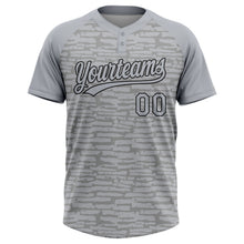 Charger l'image dans la galerie, Custom Gray-Black Raglan Sleeves Distressed Fragment Brush Stroke Two-Button Unisex Softball Jersey