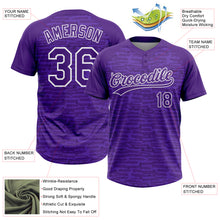 Laden Sie das Bild in den Galerie-Viewer, Custom Purple-White Raglan Sleeves Distressed Fragment Brush Stroke Two-Button Unisex Softball Jersey