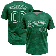 Charger l'image dans la galerie, Custom Kelly Green-White Raglan Sleeves Distressed Fragment Brush Stroke Two-Button Unisex Softball Jersey