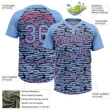 Laden Sie das Bild in den Galerie-Viewer, Custom Light Blue Black-Pink Raglan Sleeves Distressed Fragment Brush Stroke Two-Button Unisex Softball Jersey