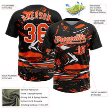 Laden Sie das Bild in den Galerie-Viewer, Custom Black Orange-White Raglan Sleeves Abstract Fluid Marble Two-Button Unisex Softball Jersey