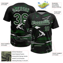 Laden Sie das Bild in den Galerie-Viewer, Custom Black Green-White Raglan Sleeves Abstract Fluid Marble Two-Button Unisex Softball Jersey