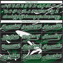 Laden Sie das Bild in den Galerie-Viewer, Custom Black Green-White Raglan Sleeves Abstract Fluid Marble Two-Button Unisex Softball Jersey