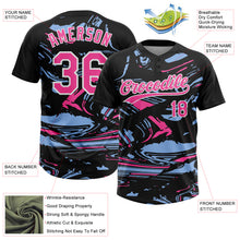 Charger l'image dans la galerie, Custom Black Pink Light Blue-White Raglan Sleeves Abstract Fluid Marble Two-Button Unisex Softball Jersey