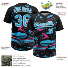Загрузить изображение в средство просмотра галереи, Custom Black Sky Blue Pink-White Raglan Sleeves Abstract Fluid Marble Two-Button Unisex Softball Jersey