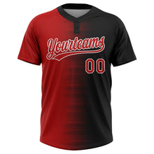 Load image into Gallery viewer, Custom Black Red-White Gradient Horizontal Stripe Two-Button Unisex Softball Jersey