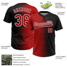 Load image into Gallery viewer, Custom Black Red-White Gradient Horizontal Stripe Two-Button Unisex Softball Jersey