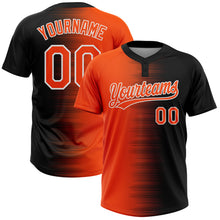 Load image into Gallery viewer, Custom Black Orange-White Gradient Horizontal Stripe Two-Button Unisex Softball Jersey