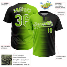 Laden Sie das Bild in den Galerie-Viewer, Custom Black Neon Green-White Gradient Horizontal Stripe Two-Button Unisex Softball Jersey