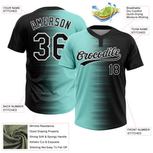 Laden Sie das Bild in den Galerie-Viewer, Custom Black Ice Blue-White Gradient Horizontal Stripe Two-Button Unisex Softball Jersey