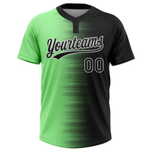 Загрузить изображение в средство просмотра галереи, Custom Black Pea Green-White Gradient Horizontal Stripe Two-Button Unisex Softball Jersey